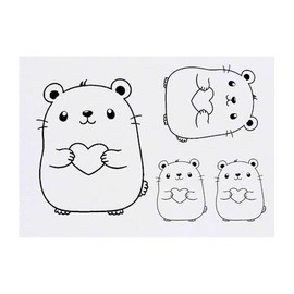 Azeeda 4 x 'Kawaii Hamster hält Herz' Temporäre Tattoos - Wasserfest, Hautfreundlich & Ungiftig · Transfers in Verschiedenen Größen (TO00080326)