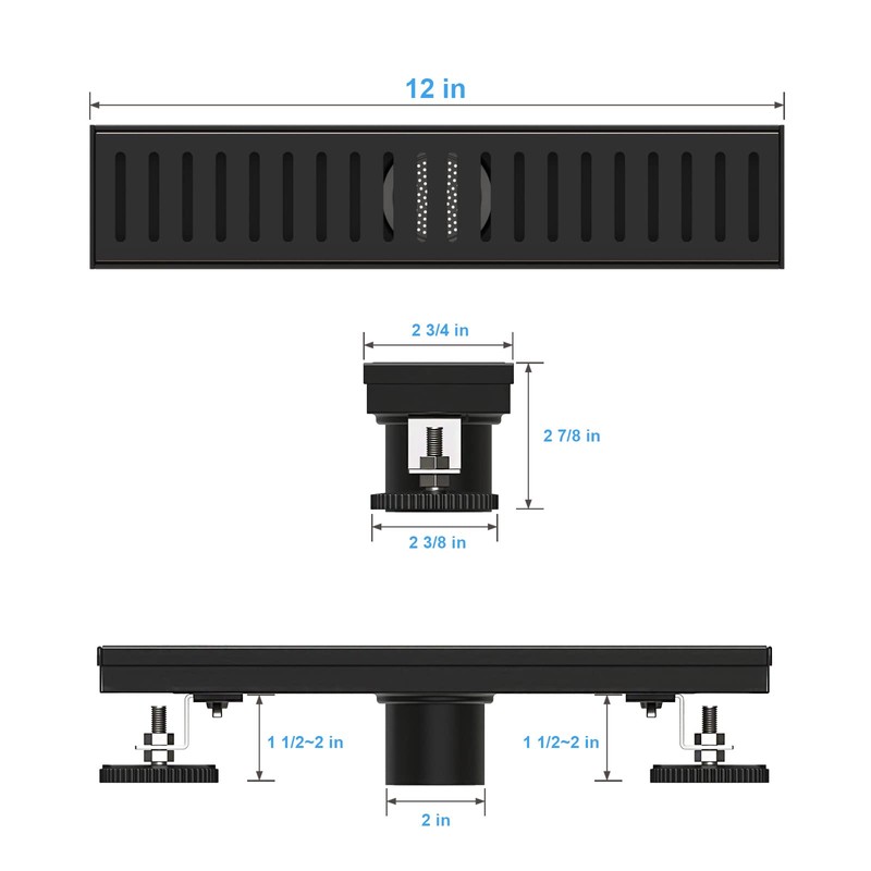 WEBANG 12 Inch Shower Linear Bronze Drain Rectangular Floor Drain