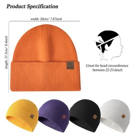 Fleece Beanie Winter Hats for Women Men Cuffed Skull Cap Warm Gifts Thermal and Soft, orange
