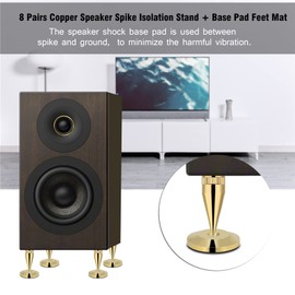 Risegun Speaker Spikes Set of 8 Copper Speaker Feet Subwoofer Spikes Shock Absorber Insulation Feet Speaker Stand for HiFi Devices CD Player Turntable