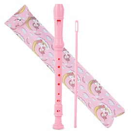 Jasenna Recorder Instrument for Beginner Kids Adults,8-Hole Soprano Descant Recorder Music Flute with with Cleaning Rod & Leather Case For School Student Home Entertainment(2-Pink Unicorn)
