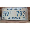 1979 ALABAMA LICENSE PLATE HEART OF DIXIE. VINTAGE AUTO TAG