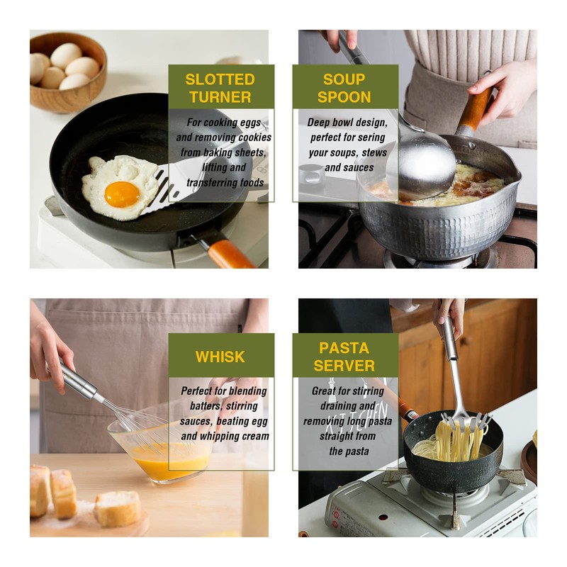Stainless Steel Kitchen Utensil Set- Fungun 28 Pcs Cooking Nonstick