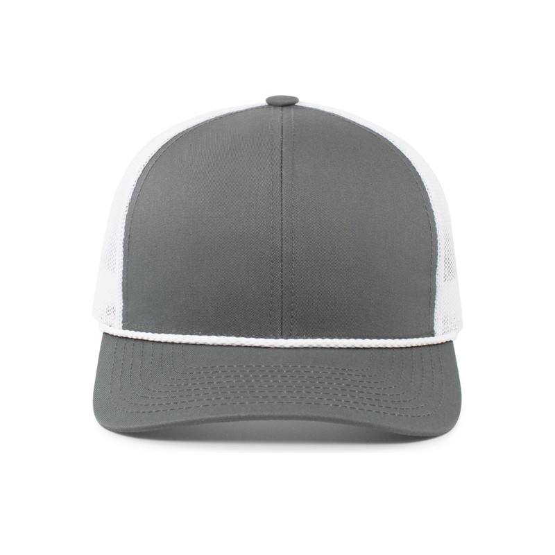 Pacific Headwear Trucker Snapback Braid Cap, Graphite/White/Graphite