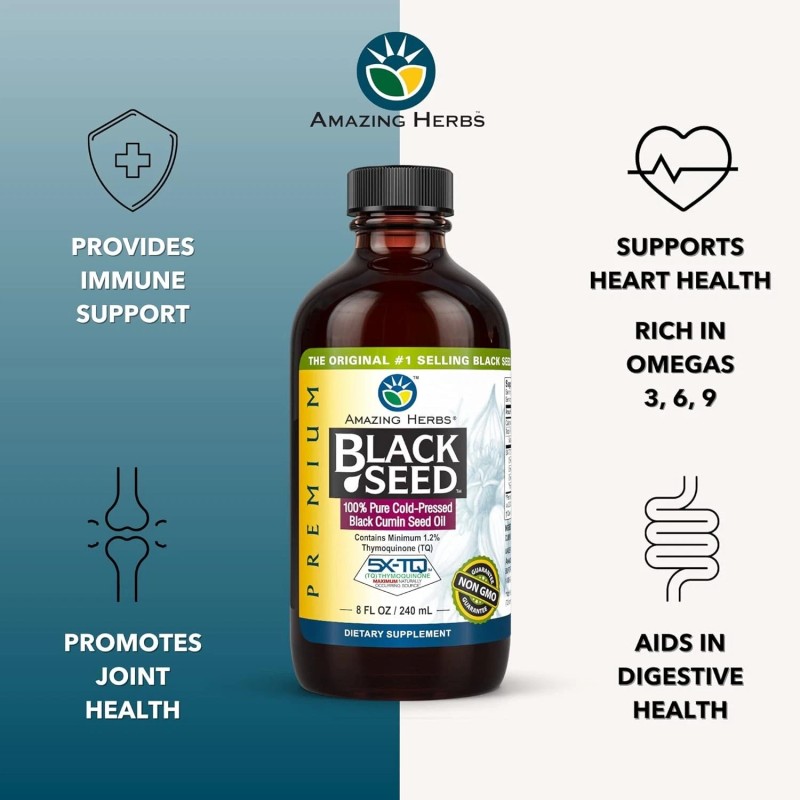Amazing Herbs Premium Black Seed Oil - Cold Pressed Nigella