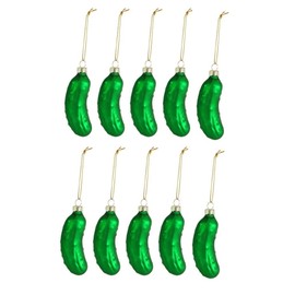 YOVECATHOU 10 Pcs Christmas Pickle Glass Ornament Lucky Pickle Green Glass Christmas Tree Ornament for Tradition Christmas Tree Party Decor
