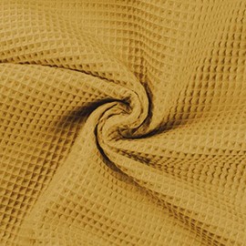 100% Cotton Waffle Honeycomb Pique Fabric Material Dusty Yellow, 1Mtr 140cm x 100cm