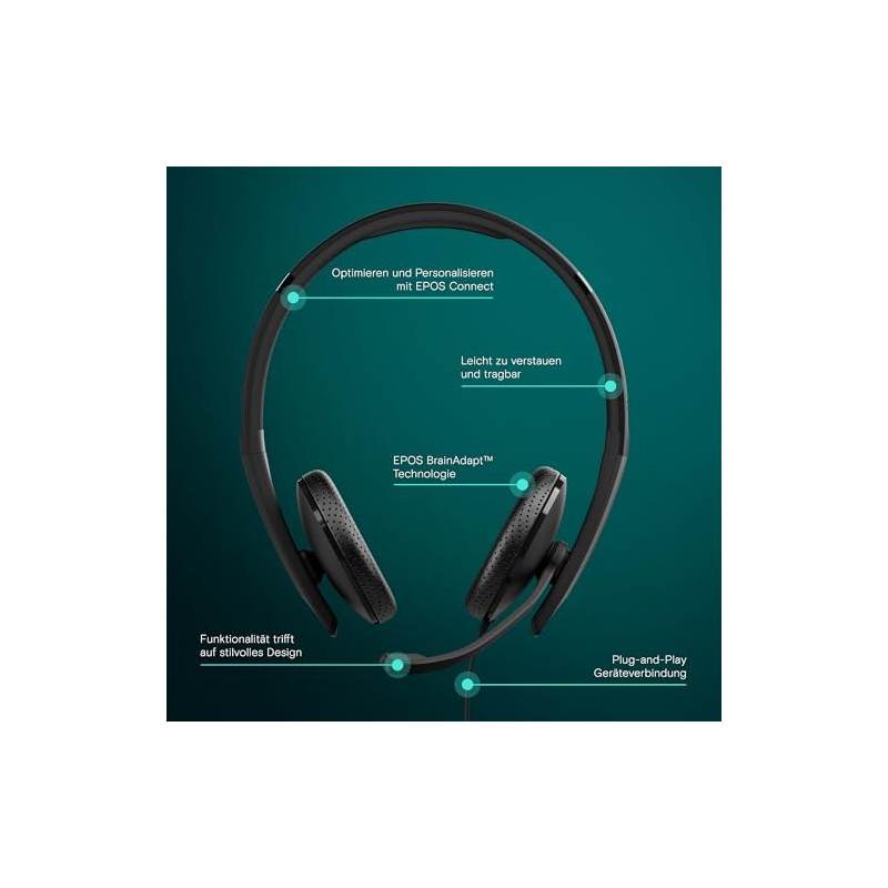 EPOS C10 USB Headset with Microphone, Wired Headphones with Simple
