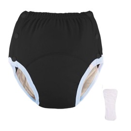 KUMUROETA Pocket Nappies,Unisex Incontinence Cloth Diapers,Incontinence Diapers for Adults and The Elderly,Pure Cotton Diapers,Washable and Reusable,Unisex Diaper Underwear,Black