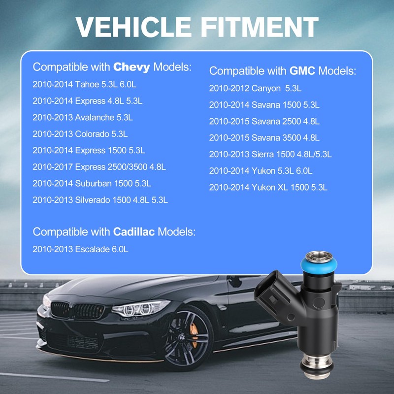 8PCS Fuel Injectors Compatible with Chevy Tahoe Silverado Avalanche 2010-2014