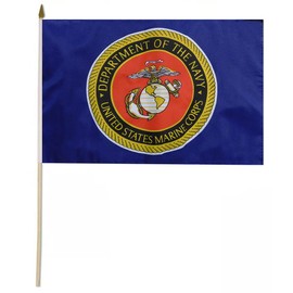 Wholesale Lot of 12 Department of the Navy US Marine Corps 12x18 12"x18" Stick Flag 30" Wood Staff