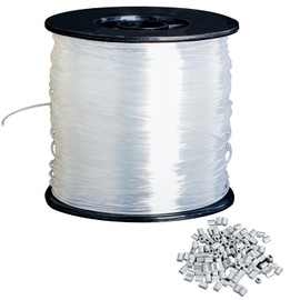 0.8mm x 200m Monofilament Fishing Line,Strong Clear Invisible Hanging Wire, Fishing Wire for Hanging Crafts with 120pcs Aluminum Crimp Sleeves for DIY Crafting, Fishing, Handicrafts,Jewellery, Hanging