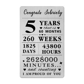 Gezxin 5 Year Sobriety Card For Men Women- 5th 5 Year Sober Gifts- Metal Recovery Presents
