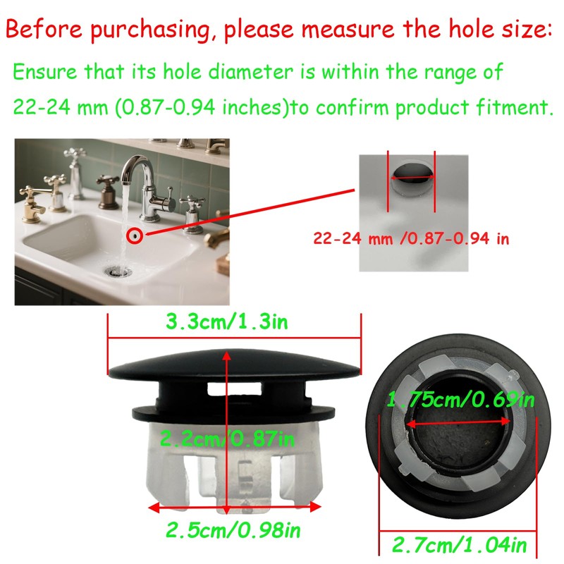 2 Pack Sink Overflow Cover Basin Trim Copper Bathroom Sink