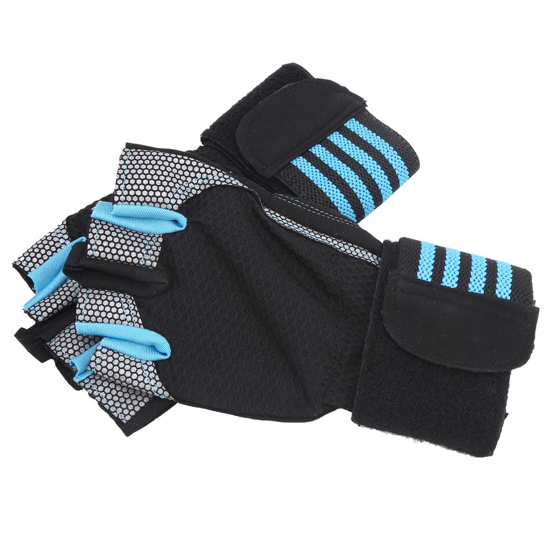 Half Finger Adjustable Cycling ShockAbsorbing Gloves AntiSlip Bicycle Gloves Blue(Blue