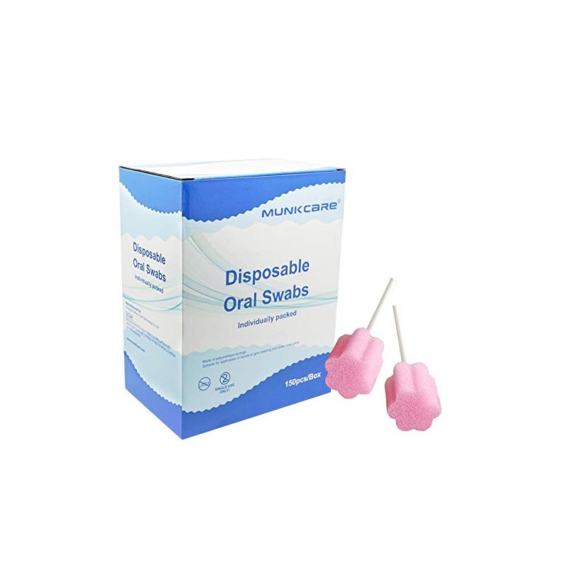 Munkcare Disposable Oral Swabstick Oral Care Foam Swabs, Individually Wrapped,