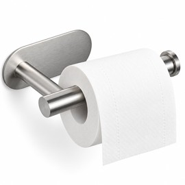 304 Stainless Steel Toilet Paper Holder – Self-Adhesive Wall-Mounted Roll Holder for Bathroom & Kitchen, Silver