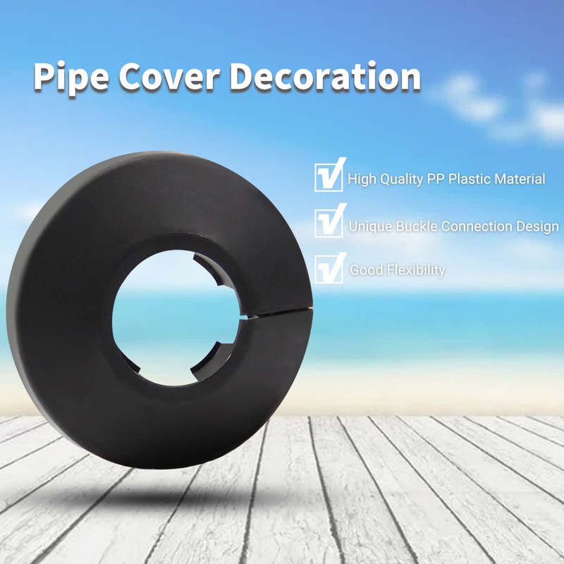 MroMax Fit 3/4" Black Plastic PP Pipe Cover, 20mm (0.79")