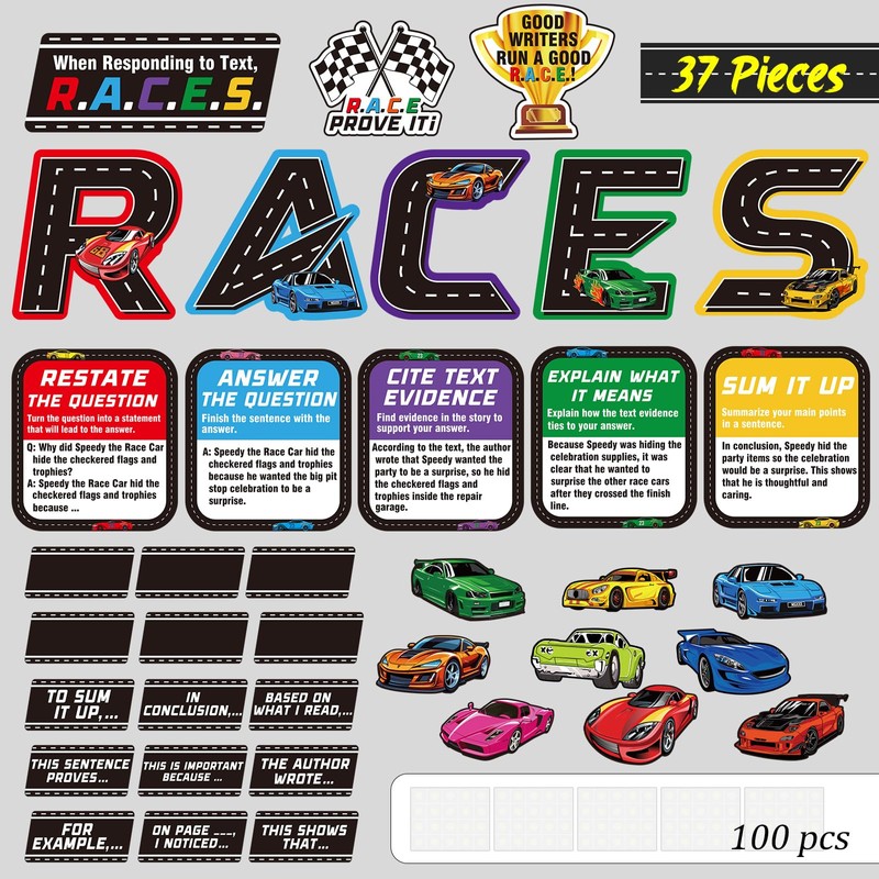 Cinrobiye 37 Pcs Races Writing Process Bulletin Board Decorations Set,Races