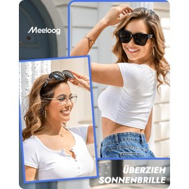 Meeloog Polarised Over Sunglasses Women's Over Glasses UV400 Oversized Vintage Square for Glasses Wearers DEMST0068, P1 beige frame / brown lenses