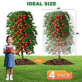 4 Pack Bird Netting for Fruit Trees 4ftx5ft with Drawstring Garden Mesh Nets Insect Netting Plant Row Covers Protection Bags for Blueberry Bushes Shrubs Vegetables Flowers Herbs