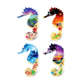 CoTa Global Seahorse Refrigerator Summer Magnets Set of 4 - Assorted Resin Tropical Beach Design, Fun & Cute Sea Animals Magnets for Kitchen Fridge, Locker, Home Decor & Office Decor Novelty - 4 Pack