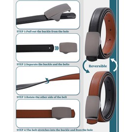 Monopa Reversible Kids Belts for Boys - Black Boys Leather Belt Youth Toddler Dress Belt with Square Buckle(Gunmetal Buckle/Black+Brown,90cm)