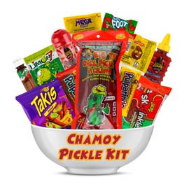 Chamoy Pickle Kit, Mexican Candy Mix Ready to make the Famous TikTok Trend, Includes Original Alamo Dill Pickle, Baby Lucas, Lucas Gusano, Skwinkles Salsaghetti & Pulparindo by LookOn