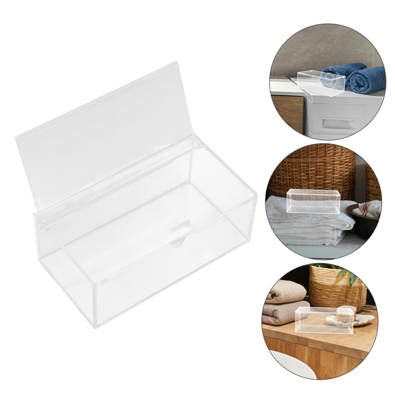 VILLFUL Laundry Room Organizer Clear Storage Box with Lid Desktop