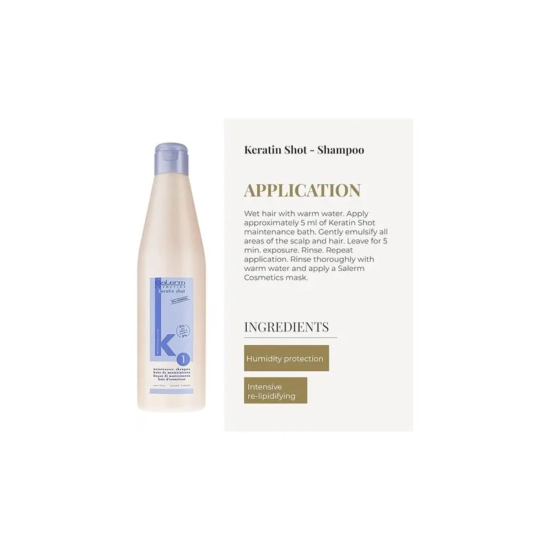 Shampoo Alisado Semi Permanenente Salerm Keratin Shot 500 Ml