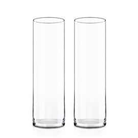 CYS Excel 2 PCS Clear Glass Cylinder Vase (D:5" H:17") | Multiple Size Choices Glass Flower Vase Centerpieces | Hurricane Floating Candle Holder Vase