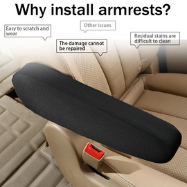 JNNJ 2Pcs Universal Fit Auto Cloth Fabric Armrest Covers, Car Driver Passenger Side Seat Armrests Handle, Armrest Covers for Front Seats, Elastic Fabric Car Front Seat Armrest Cover for Cars(Black)