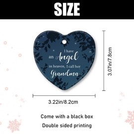 Memorial Angel Grandma Christmas Ornaments Heart-Shape Ceramic Ornament Xmas Tree Holiday Home Decorations Gifts in Memory of Lossed Family Friends