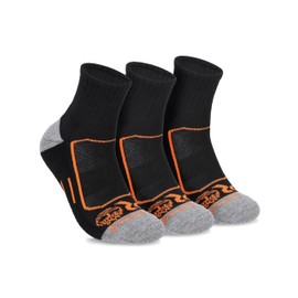 Timberland PRO Moisture Wicking Technology Mens Socks, Arch Support, Cushioned Footbed, Mesh Venting, Black, 7-12