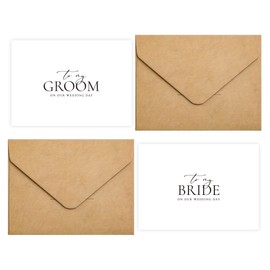 GroomBrideGifts Set of 2 Wedding Cards for Bride and Groom with Matching Envelopes, To My Bride on our Wedding Day Card, To My Groom on our Wedding Day Card.（Groom/Bride A）