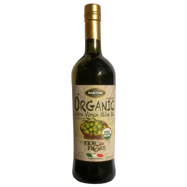 Organic Mantova Extra Virgin Olive Oil 25.5 oz - Certified Organic Olive Oil Non-GMO, No Pesticides