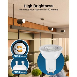 Sunco 12 Pack GU10 LED Bulb, 550LM, 3000K Warm White, 5.5W=50W Equivalent, Dimmable MR16 Bulbs for Recessed, Track Lighting, Spot Lights, Range Hood, 25000 Lifetime Hours, UL