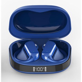 Wireless Earbuds with HD Clear Calls, 32Hrs Immersive Stereo Air Conduction Earphones with Earhooks Blue