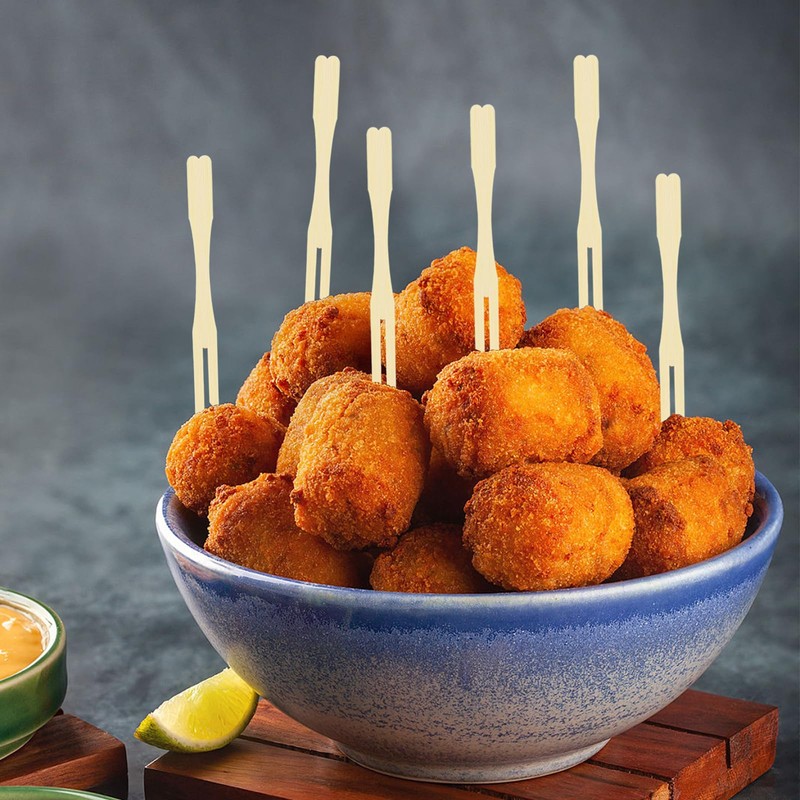 Mini Fruit Fork 3.5 inch Mini Bamboo Forks Cocktail Forks