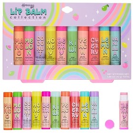 Colección de 10 bálsamos labiales frutales – Bálsamos labiales hidratantes infundidos con sabores afrutados frescos – Set de bálsamo labial nutritivo enriquecido con vitaminas