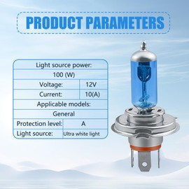 awlbed 2 PCS Car Halogen Bulbs, 12V 100/90W Waterproof Vehicle Fog Lighting Lamps Replacement, Increase Security, Universal Super Bright Automotive Xenon Light for Truck SUV Car (White Light #H4)