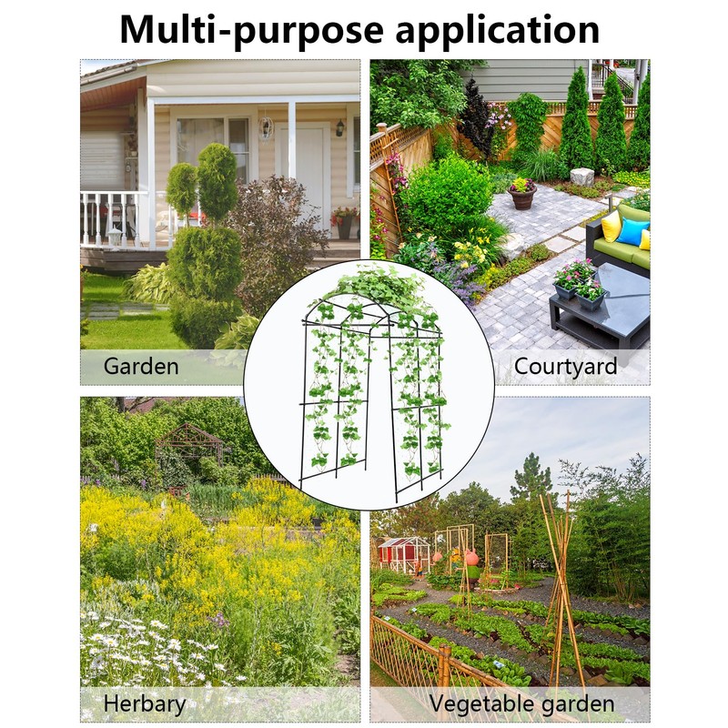 Dollate Garden Arch Trellis 7FT, Thickened Steel Frame Garden Trellis