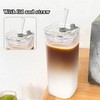 KEMORELA 6 Sets Glass Cups with Lids & Straws, Square