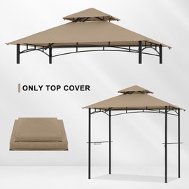 ABCCANOPY Grill Gazebo Canopy Replacement - 5x8 Double Tiered BBQ Canopy Top Cover for #L-GG001PST-F, Outdoor Grill Tent Roof (Beige)