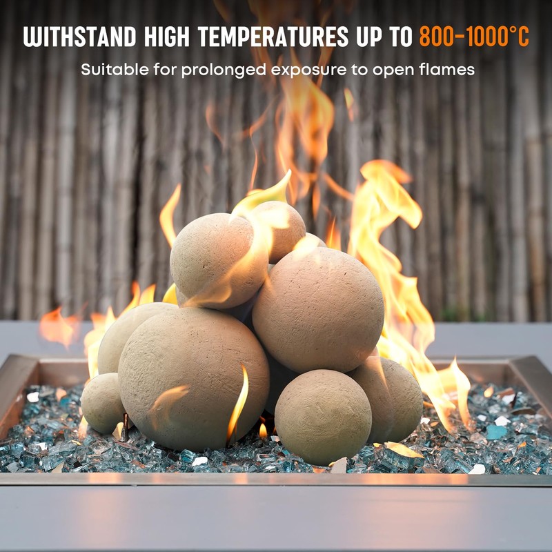 Stanbroil 12 Pack Ceramic Balls, Mixed 4 Sizes Fireplace Balls,