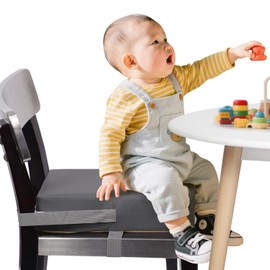 Booster Seat Chair Child PU Washable Removable Booster Seat Chair 10 cm Seat Raiser Seat Cushion Children with 2 Safety Buckle Strap Portable Child Seat Raiser Non-Slip Chair Raiser Children