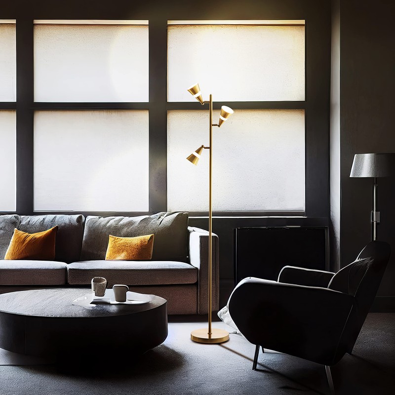O’Bright Ash - 3-Light LED Tree Floor Lamp, Dimmable 3-Head