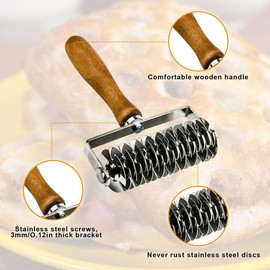 Yallmie Lattice Pastry Cutter, Pastry Lattice Cutter Stainless Steel Lattice Roller Cutter, Dough Lattice Roll with Handle Pastry Roller, Lattice Pie Top Cutter for Restaurant, Bakery, Party