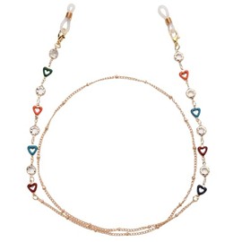Xiyantiji Heart Eyeglass Chain for Women Gold Sunglass Retainer Strap Colorful Heart Eye Glasses Lanyard Around Neck for Readers Eyewear Holder Accessories