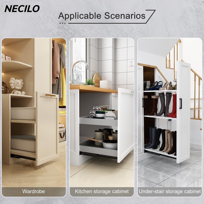 NECILO 16 Inch Undermount Heavy Duty Drawer Slides, 260 lbs